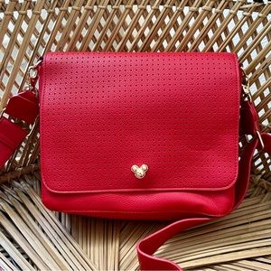 Disney Red Mickey Mouse Icon Pin Collector Crossbody Bag Disneyland Walt World